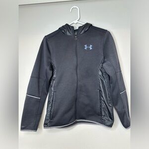 Under Armour Youth Large YL Zip Hoodie Black Sweatshirt Jacket